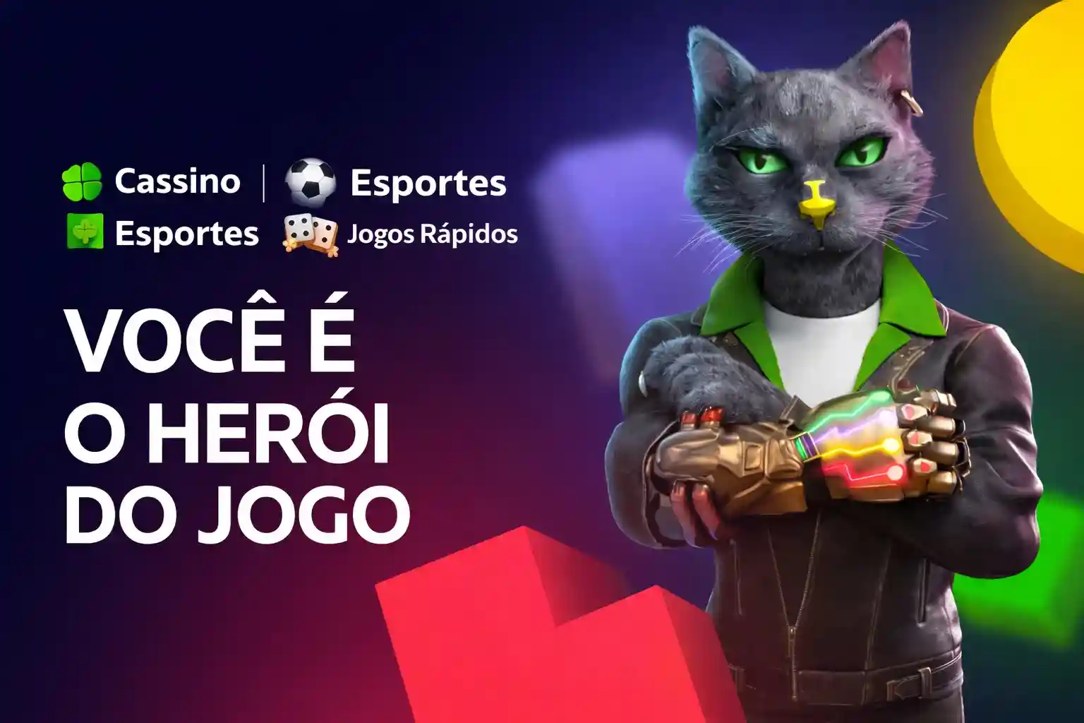 Personagem herói de cassino online com esportes e jogos rápidos